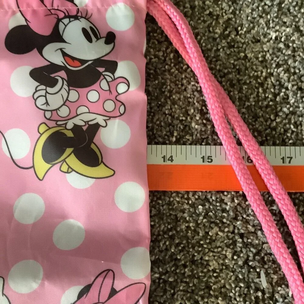 Disney Minnie Mouse‎ Pink Polka Dot Drawstring Sling Backpack Legacy 17.5
